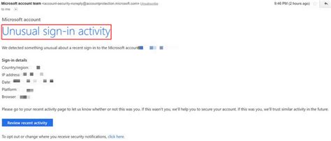 microsoft account unusual sign in activity.